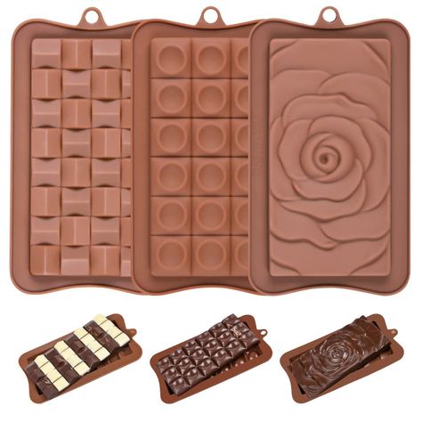 PRICES MAY VARY. 3pcs shapes of break apart chocolate bar mold 100% food grade silicone, BPA Free, non-stick surface, easy to clean and release, without any residue Safe for oven, microwave, freezer, dishwasher. Heat resistant: from -104℉ to 446℉ Multi purpose: Create your special chocolate bar, gummy, enegry protein bar, cacao bar, wax melt 3pcs* silicone mold Diy Chocolate Bars, Chocolate Bar Molds, Candy Making Supplies, Silicone Chocolate Molds, Molds Silicone, Protein Bar, Oven Microwave, Candy Making, Protein Bars