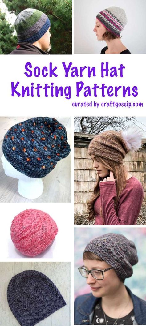 Hat Knitting Patterns Using Sock Yarn – Knitting Sock Yarn Hat, Sock Yarn Projects, Sock Yarn Patterns, Sock Yarn Knitting Patterns, Knitting Hat Patterns, Cozy Headbands, Beanie Knitting Patterns Free, Knit Beanie Pattern, Knit Headband Pattern