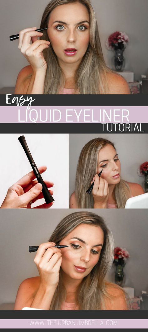 Apply Liquid Eyeliner, Liquid Eyeliner Tutorial, Eyeliner Shapes, Felt Tip Eyeliner, How To Do Eyeliner, Beauty Careers, Eyeliner For Beginners, Simple Eyeliner, Perfect Eyeliner