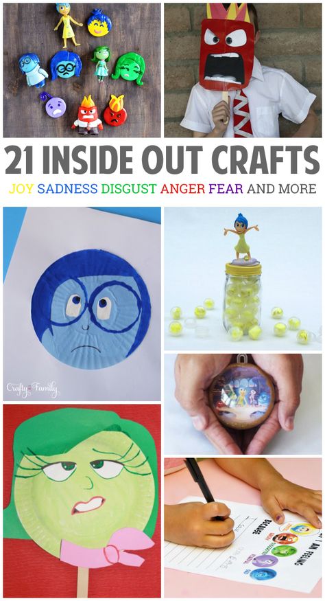 This movie was a huge hit in my family which led us to start making all sorts of Inside Out crafts. Inside Out Crafts, Jan Stevens, Identifying Feelings, Inside Out Emotions, Movie Crafts, Movie Inside Out, Emotions Activities, Therapeutic Activities, Child Therapy