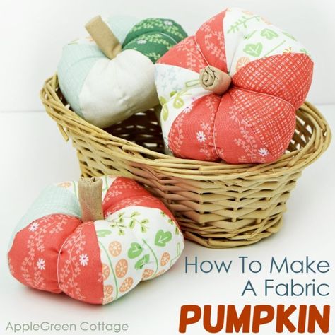 Fabric Pumpkin Pattern - To Sew This Fall - AppleGreen Cottage Pumpkin Patterns Free, Easy Felt Crafts, Diy Pumpkins, Fall Sewing Projects, Pumpkin Applique, Pumpkin Template, Easy Fall Decor, Start Sewing, Fall Sewing