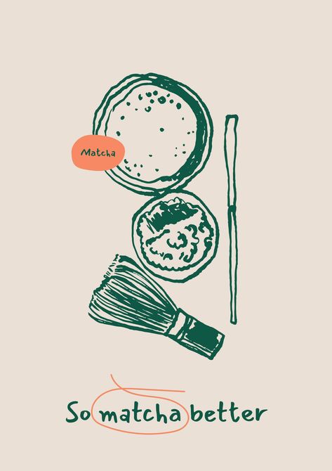 a drawing of a whisk, a whisk and a whis Matcha Doodle, Matcha Graphic, Tea Graphic Design, Matcha Illustration, Matcha Quotes, Matcha Poster, Matcha Design, Matcha Cafe, Matcha Aesthetic