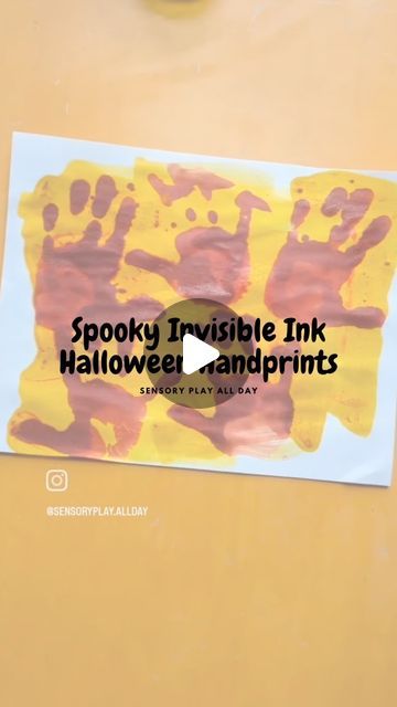 Hannah Sylcox, COTA/L, CPRCS on Instagram: "🎃 Spooky Invisible Ink Halloween Handprints 🎃  ‼️⚠️ Turmeric will stain, so be careful not to get it on clothes or other surfaces. I recommend doing it outside and/or placing the paper on foil or an old baking sheet so the turmeric won't bleed through the paper onto the table.  How to create your spooky invisible ink handprints: ✨ add baking soda + warm water to a dish ✨ mix well, dip hand into mixture, make handprint on a piece of paper ✨ let dry completely ✨ in a separate dish, mix hand sanitizer + turmeric ✨ paint over the now dry paper and watch the magic happen! 🔮  🧪 Here is the science behind the activity: turmeric is a pH indicator. This means that it will change the color of different substances when it interacts with them to show us Spooky Invisible Ink Handprints, Invisible Ink Handprint, Turmeric Invisible Ink, Magic Painting For Kids, Turmeric Painting, Halloween Handprints, Hand Turkey Craft, Halloween Experiments, Ph Indicator