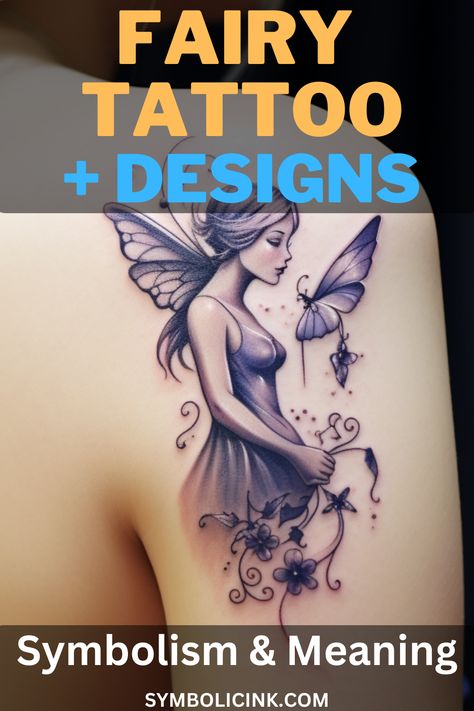 Fairy Tattoo Meaning Tattoos Fairy, Faerie Tattoo, Small Fairy Tattoos, Tattoos To Honor Mom, Fairy Wing Tattoos, Pixie Tattoo, Feminine Shoulder Tattoos, Fairy Tattoos, Colour Tattoo For Women