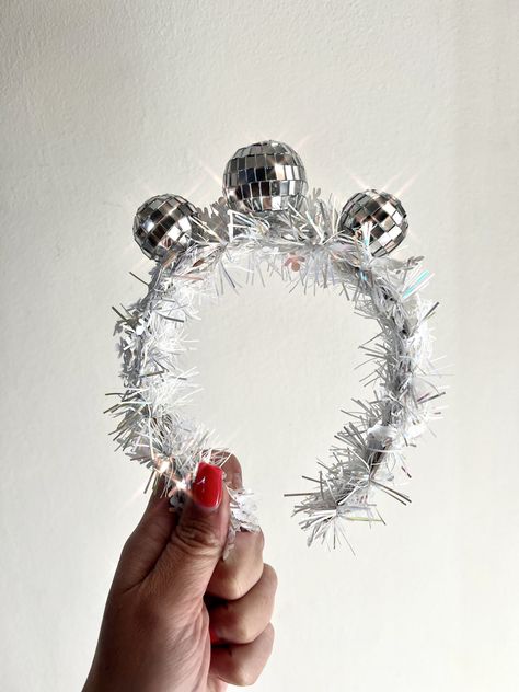 Tinsel Headband, Julia Brown, Alice Bands, White Tinsel, Festival Sunglasses, Headband Crown, Christmas Tinsel, Alice Band, Disco Balls