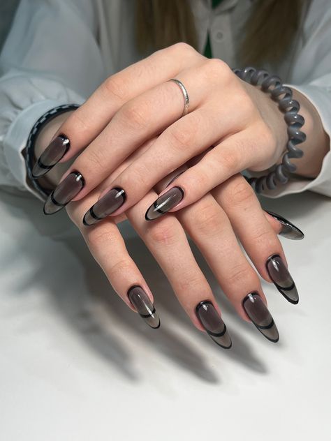 Dark Nail Colors, Dark Nail Designs, Black Ombre Nails, Black Gel Nails, Dark Nail, Home Dark, Plain Nails, Asian Nails, Skin Hand