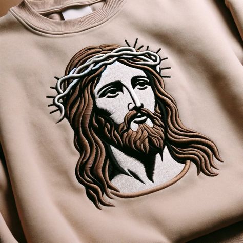 "Infuse your creative space with a sense of serenity and faith with this exclusive machine embroidery design 🎨. Presenting the iconic image of Jesus, adorned with a crown of thorns, this pattern offers a poignant reminder of love and sacrifice ❤️. 📐 Perfectly sized at 8\"x6\" and 4\"x3\" for a variety of projects, this pattern is your go-to for adding a touch of soulful artistry to your home decor or personal garments. Should you need a custom size or format, reach out before your purchase for a tailored design service. Key Features: Available for download immediately after purchase 📥. Fits a broad range of embroidery machines 🧵. The package includes a detailed multi-tone Jesus portrait 🖼️. Versatile for multiple fabric types 🛍️. Designed exclusively by \"NitkaBonitka\", showcasing h Christian Embroidery Designs, Jesus Embroidery, Jesus Crown, Christian Embroidery, Jesus Portrait, Portrait Embroidery, Face Machine, Jesus Face, Faith Christian