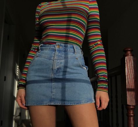 80s Jean Skirt Outfit, 80s Skirt Outfit, Vintage Skirt Outfit, Jean Skirt Outfits Summer, Jean Skirt Outfit, Pearce Joza, Skirt Outfits Ideas, 80s Skirt, Jean Skirt Outfits