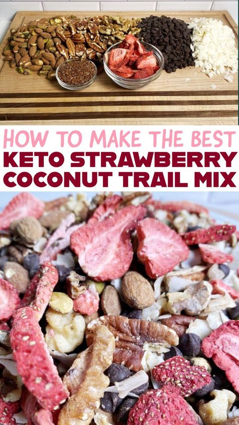 Healthy Trail Mix, Trail Mix Recipes, High Protein Meal Prep, Snacks Dishes, Dry Snacks, Freeze Dried Strawberries, Freeze Drying Food, Best Keto Diet, Dried Strawberries