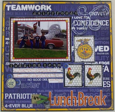 FFA scrapbook Ffa Scrapbook Ideas Layout, Ffa Crafts, Ffa Scrapbook Ideas, Ffa Scrapbook, Ffa Projects, Ffa Emblem, Agriculture Classroom, Ffa Banquet, Senior Scrapbook Ideas