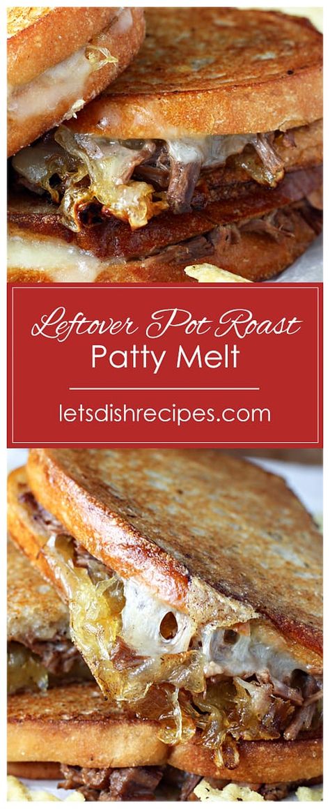 Leftover Pot Roast Patty Melts Recipe -- With a creamy mayo-steak sauce spread, grilled onions, and two kinds of cheese, you'll love these leftovers! #leftovers #sandwiches Cheap Casserole Recipes, Pot Roast Sandwiches, Slow Cooker Shredded Beef, Leftover Pot Roast, Leftover Roast Beef, Leftover Steak, Leftover Beef, Patty Melt, Roast Beef Sandwiches