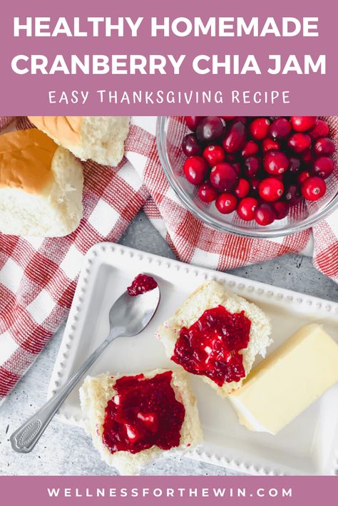 Healthy Homemade Cranberry Chia Jam is delicious & super easy to make - perfect for Thanksgiving dinner on warm Hawaiian rolls with butter. All ingredients from ALDI USA. #thanksgivingrecipe #healthyeats #wellnessforthewin Brunch Sweets, Chia Jam Recipe, Christmas Jam, Easy Thanksgiving Recipes, Chia Jam, My One And Only, Hawaiian Rolls, Jam Recipe, Healthy Side