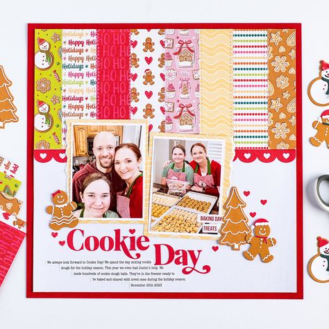 Cookie Day - Scrapbook.com Baking Scrapbook Layouts, Baking Scrapbook, Food Scrapbook, Christmas Layout, Christmas Gift Tags Handmade, Cookie Craft, Scrapbook Pictures, Scrapbook Christmas, Scrapbooking Freebies