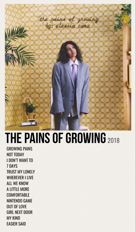 minimal poster of the album the pains of growing by alessia cara Alessia Cara Album, Simple Posters, Song Cards, Alternative Posters, Polaroid Album, Minimal Posters, Album Wall, Album Posters, Minimalist Music