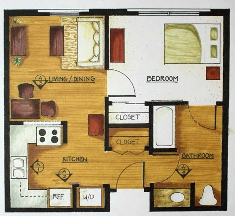 First apartment...floor plan! Simple Floor Plan, Simple Floor Plans, Small Floor Plans, Tiny House Floor Plans, Storey Homes, Tiny Spaces, Tiny House Living, Tiny House Plans, Simple Bedroom