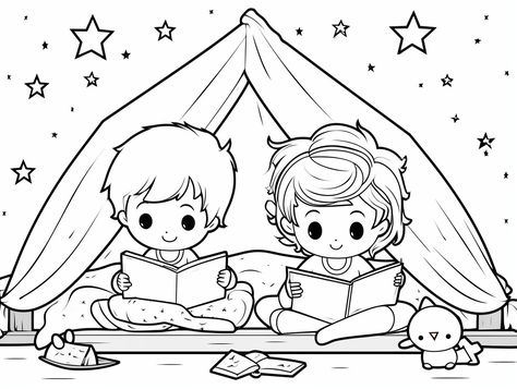 illustration of Sleepover experience coloring Pajama Theme Party, Pajama Party Kids, Friends Pajamas, Mandala Turtle, Family Coloring Pages, Bedroom Scene, Pajama Day, Time With Friends, Unique Coloring Pages