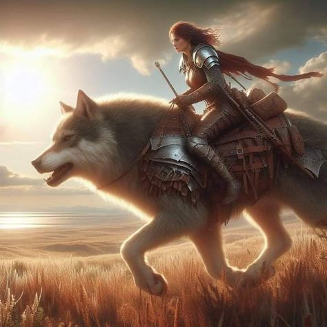 Animals Meaning, Giant Wolf, Wolf Rider, Wolf People, Redhead Art, Wolves And Women, Fantasy Wolf, Warrior Women, Dire Wolf