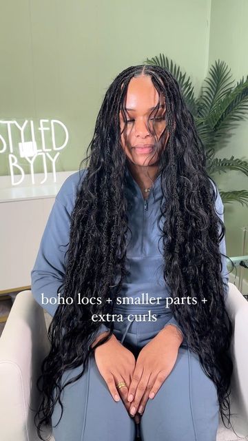 Locs With Boho Curls, Boho Locs With Bangs, Boho Locs With Curls, Boho Locs Over Real Locs, Real Boho Locs Black Women, Jah Locs, Crotchet Faux Locs Boho, 1b Hair, Vacation Hair