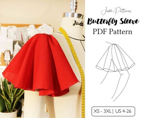 Flutter Sleeve Pattern, Periwinkle Dress, Butterfly Sleeve Top, Sewing Tops, Butterfly Sleeve, Sewing Design, Sleeve Pattern, Butterfly Sleeves, Pdf Sewing Patterns