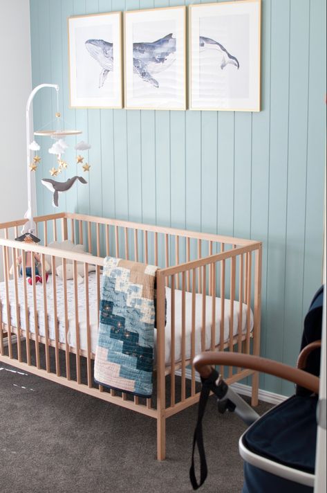 Costal Nursery Ideas Boy, Peach And Blue Nursery, Coastal Nursery Ideas, Neutral Ocean Nursery, Brother Room, Sea Nursery Theme, Sea Life Nursery, Nautical Baby Room, Coastal Colours