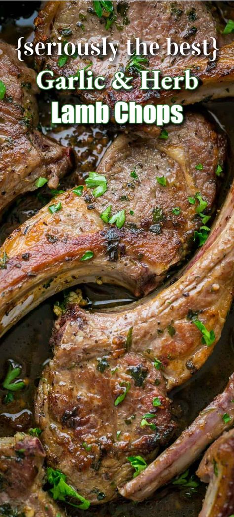 These lamb chops are seared, forming a browned crust of garlic and herbs and wait till you try the easy 2-ingredient pan sauce which will completely win you over! Herb Crusted Lamb, Crusted Lamb Chops, Lamb Loin Chop Recipes, Lamb Chops Pan Seared, Grilled Lamb Chop Recipes, Lamb Roast Recipe, Lamb Chops Recipe, Lamb Loin Chops, Lamb Dinner