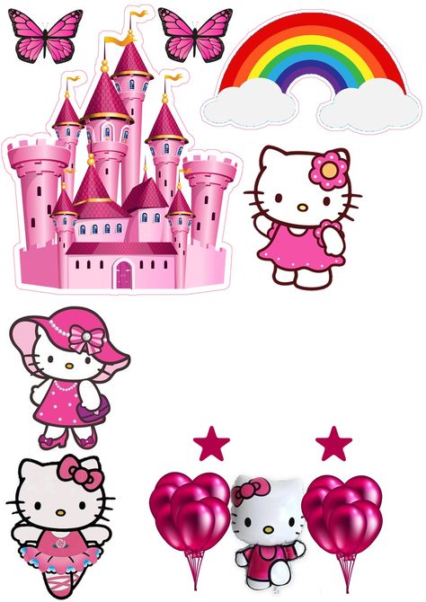 Hello Kitty Cake Topper Free Printable, Kue Hello Kitty, Hello Kitty Printables, Bow Wallpaper, Cake Banner Topper, Hello Kitty Cake, Hello Kitty Birthday, Girl Cake, Baby Birthday Party