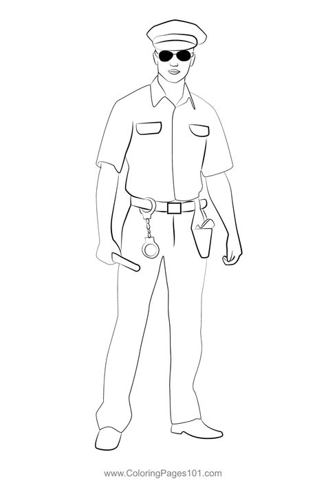 Model Police Officer Coloring Page Police Officer Coloring Page, Police Officer Drawing Easy, Police Man Drawing, Police Drawing Easy, Police Woman Drawing, Police Officer Drawing, Police Coloring Pages, Police Images, Police Drawing