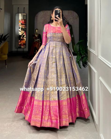 Price: 2050/-❣️ whatsapp us on +919023153462✔️ Kanjivaram With Zari Weaving Work Beautiful Designer Festive Wear South Indian Gown #Kanjivaram #ZariWeaving #SouthIndianGown #FestiveWear #DesignerGown #BeautifulGown #FestiveFashion #IndianWear #SilkGown #TraditionalGown #ElegantGown #KanjivaramSilk #GownDesign #ZariWork #GownLove #SouthIndianStyle #FestiveElegance #DesignerWear #TraditionalElegance #FestiveAttire Indian Gown, Traditional Gowns, Anarkali Dress Pattern, Indian Gowns, Festive Wear, Silk Gown, Anarkali Dress, Gowns Of Elegance, Designer Gowns