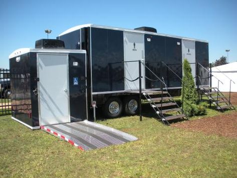 Portable Restroom Trailer ADA Exterior Trailer Business, Bathroom Trailer, Ada Restroom, Luxury Bathroom Master, Restroom Trailer, Luxury Bathroom Small, Ada Bathroom, Portable Restrooms, Portable Bathroom