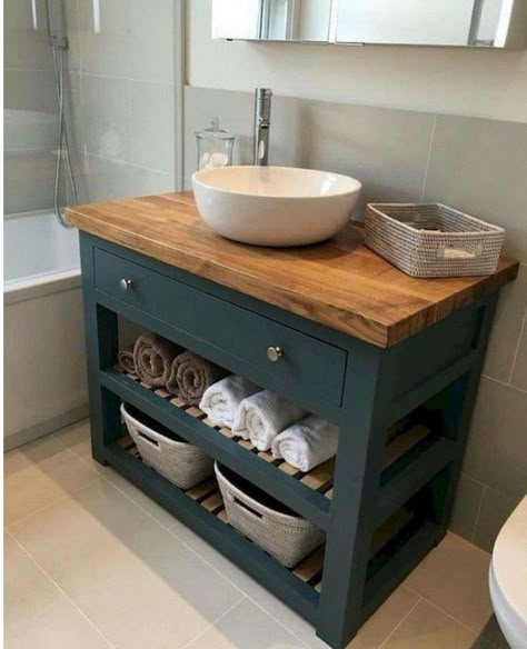 Small Bathroom Furniture, Makeover Kamar Mandi, Small Farmhouse Bathroom, Farmhouse Bathroom Remodel, Farmhouse Bathroom Vanity, Rustic Bathroom Vanities, Bad Inspiration, Modern Farmhouse Bathroom, Bathroom Remodel Designs