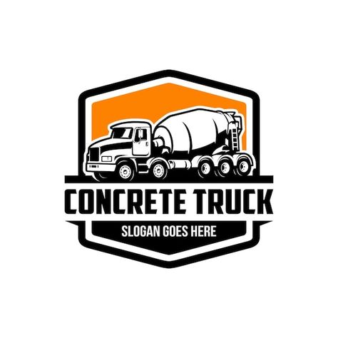 Concrete Truck Logo, Concrete Logo Design Ideas, Construction Logo Design Graphics, Concrete Logo, Concrete Mixer Truck, Vehicle Illustration, Machine Logo, Truck Logo, Concrete Truck