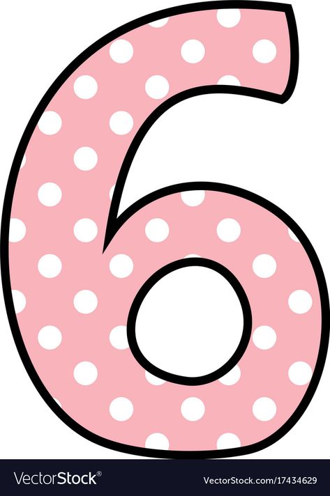 Polka Dot Numbers, Pink Illustration, Bday Cards, Girl Halloween, Number 6, Letters And Numbers, 인테리어 디자인, Preschool Crafts, White Polka Dot