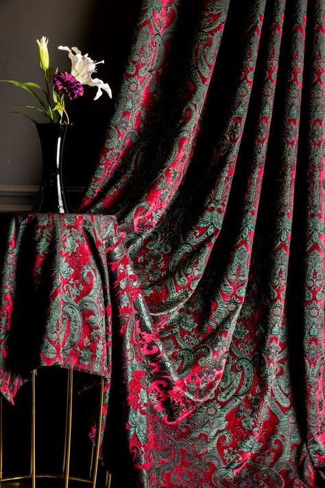 Patterned Curtains, Chenille Curtains, Damask Curtains, Striped Curtains, Natural Linen Fabric, Red Curtains, Modern Curtains, Curtain Patterns, Linen Curtains