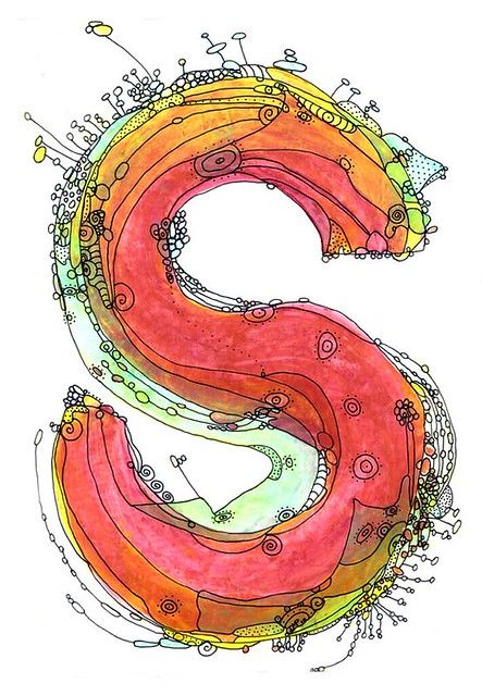 Whimsical letter S !! :-) | I have a new page on FB that I'm… | Flickr Lettering Doodle, The Letter S, Doodle Letters, Whimsical Watercolor, Creative Lettering, Doodle Lettering, Alphabet Art, Illuminated Letters, Mail Art