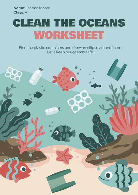 Clean Ocean Illustration, Save Our Oceans Poster, Clean Water Poster, Save The Ocean Posters, Taking Care Of The Environment, Ocean Environment, Environment Poster, Creative Worksheets, Ocean Illustration