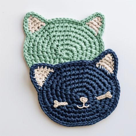 jakecain7 httpss.mj .runfX90e1QRMAQ The image depicts two croc 00ce4da4 ee41 4918 89d2 d3b9928fcedc 1 2d Crochet Patterns, Cat Coaster Crochet, 2d Crochet, Crochet Cat Coasters, Black Cat Crochet, Coaster Crochet Pattern, Coaster Crochet, Cat Coasters, Crochet Cat Pattern