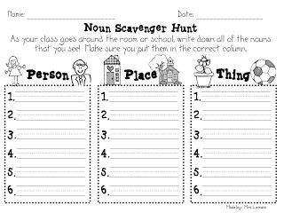 Noun Activity - Scavenger Hunt Nouns Activities, Nouns And Verbs, Teaching Grammar, Teaching Ela, Teaching Language Arts, 2nd Grade Reading, First Grade Reading, Classroom Language, Teaching Literacy