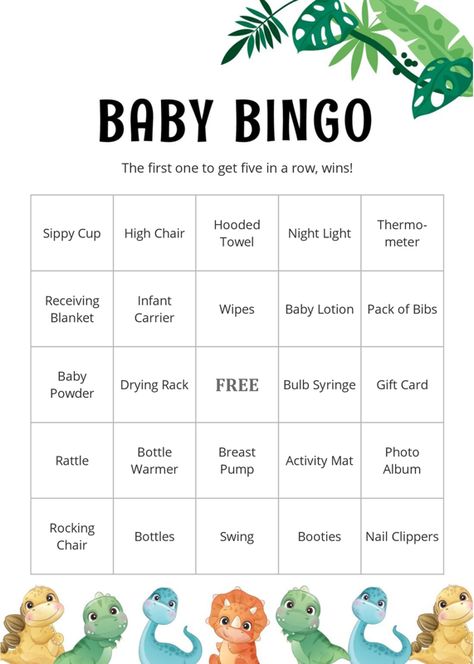 Baby Dinosaurs Bingo | 60 Prefilled Cards Printable Dinosaur Baby Shower Food Ideas, Baby Dinosaur Baby Shower Ideas, Dino Baby Shower Ideas Boys, Dinosaur Baby Shower Ideas For Boys, Baby Shower Dinosaur Theme, Dinosaur Baby Shower Ideas, Dinosaur Baby Shower Games, Lucas Baby, Chelsea Baby