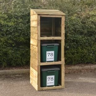 Wheelie Bin Storage | Wayfair.co.uk Triple Bin Store, Recycling Bin Storage, Wooden Garden Storage, Bin Shed, Wooden Storage Sheds, Recycling Storage, Storage Outdoor, Bin Storage, Bin Store