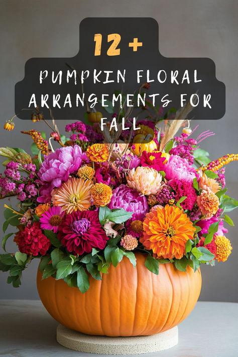 Combine the rustic charm of pumpkins with the delicate beauty of flowers! Ready to create eye-catching centerpieces? Click for unique pumpkin floral arrangement ideas. 🎃🌸 #PumpkinFloral #FallDecor #CenterpieceIdeas #AutumnArrangements #DIYDecor Pumpkins And Flowers Centerpieces, Floral Pumpkin Arrangements, Real Pumpkin Flower Arrangements Diy, Pumpkin Floral Centerpieces Diy, Turkey Flower Arrangement, Floral Arrangement In Pumpkin, Pumpkin With Flowers Centerpiece, Flower Arrangement In Pumpkin, White Pumpkin Floral Arrangements