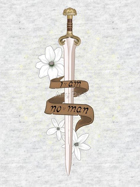 "I Am No Man" T-shirt by HunterAtHeart | Redbubble I Am No Man, Lotr Tattoo, Spine Tattoo Ideas, Dragon Age Rpg, Flower Wrist Tattoos, 100 Tattoo, Tattoo Ideas For Men, Owl Crafts, Minimalist Tattoos