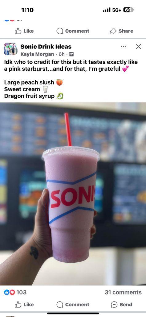 Sonic Slush Combinations, Sonic Drink Orders, Sonic Orders, Sonic Drinks Combinations Ideas, Soda Drinks Recipes, Sonic Drinks, Dutch Bros Drinks, Fun Drink Recipe, Soda Drinks