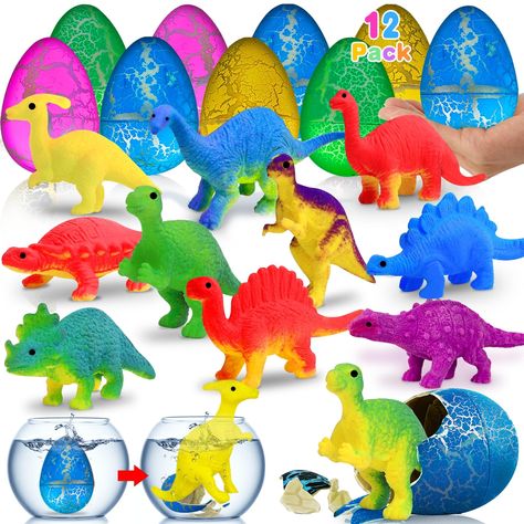 PRICES MAY VARY. 【12 Pcs Hatching Dinosaur Eggs】Set of 12 jumbo dinosaur hatching eggs in a gift box(The Dinosaur Comes in Random Styles).Come with 2 styles, colorful crack, black crack.Each dinosaur egg is equipped with an instruction card. 【Funny Sizes】Dinosaur eggs toys, each size is 2.4*1.8 inch (height*width). surprise toys can hatch different styles of dinosaurs in water.Children will get surprises and pleasure at Easter eggs hunt games. 【Easy to Grow and Hatch】Includes instructions, inter Dino Birthday Party Favors, Dinosaur Hatching, Hatching Dinosaur Egg, Pool Party Favors, Party Dinosaur, Prize Gifts, Party Favors For Kids, Surprise Toys, Easter Party Favor