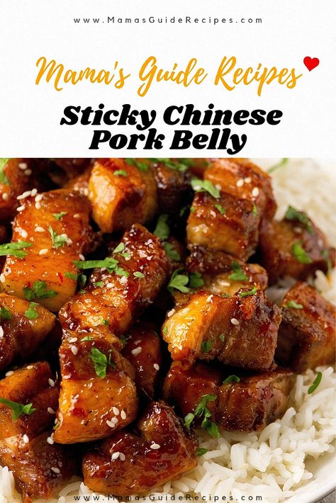 Sticky Chinese Pork Belly Recipe - Mama's Guide Recipes Chinese Pork Belly Recipe, Chinese Pork Belly, Asian Pork Belly, Fried Pork Belly, Pork Belly Slices, Sticky Pork, Pork Adobo, Chinese Pork, Asian Pork