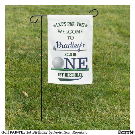 Golf PAR-TEE 1st Birthday Garden Flag Hole In One First Birthday, 1st Birthday Welcome Sign, Golf First Birthday, Golf Invitation, Golf Party Favors, Birthday Golf, Par Tee, Golf Birthday Party, Chalk Sign