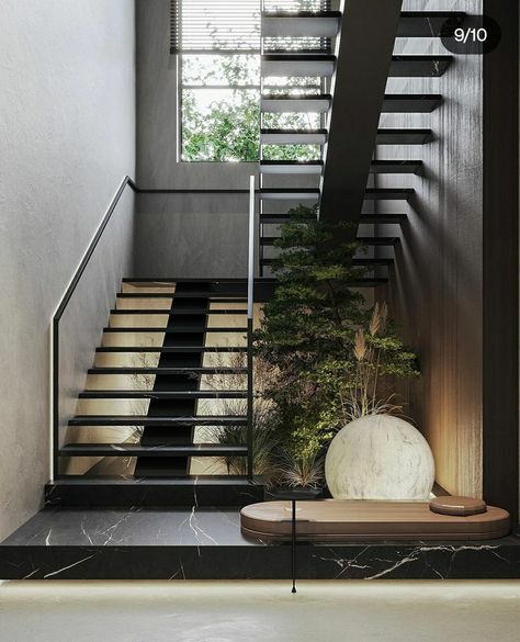 Wabisabi Architecture, Beige Architecture, Minimalist Staircase, Hallway Staircase, Neoclassical Interior Design, Luxury Stairs, Staircase Design Modern, Stairs Design Interior, Neoclassical Interior