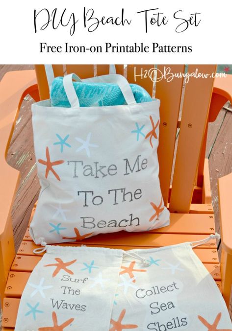 Beach Bag Tutorials, Diy Beach Bag, Diy Projects For The Home, Canvas Bag Diy, Beach Totes, Creative Diy Projects, Canvas Totes, Beach Diy, Beach Crafts