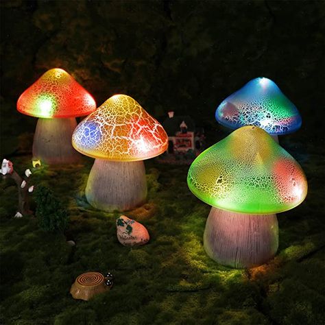 Large Solar Mushroom Light Outdoor Garden Waterproof Cute Mushroom Shaped Pathway Landscape Lights 2 Modes Automatic Change and 5 Lamp Beads for Yard Landscape Decoration(Red, Yellow,2 Pieces) - - Amazon.com Mushroom Light, Pathway Landscaping, Garden Balls, Floating Garden, Landscape Lights, Garden Mushrooms, Mushroom Lights, Yard Landscape, Cute Mushroom