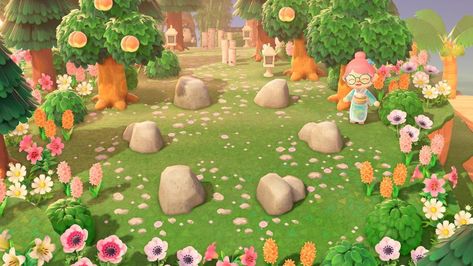 Animal Crossing Rock Garden, Cottagecore Ideas, Forest Clearing, Acnh Cottagecore, Animal Crossing 3ds, Animals Crossing, Animal Crossing Wild World, Qr Codes Animal Crossing, Acnh Inspo