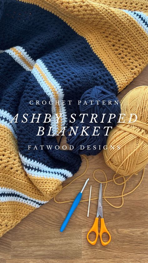 This confident beginner/intermediate crochet pattern will give you a beautiful cosy and textural blanket, perfect for those looking for a crochet project.  This pattern is a digital download only, you will not receive a physical copy of the pattern, or the blanket itself. Crochet Blankets Stripes, Navy And Gold Crochet Blanket, Crochet Blanket Single Color, Mile A Minute Crochet Blanket, Crochet Blanket Patterns 4 Colors, Intermediate Crochet Blanket Patterns, Green And Orange Crochet Blanket, Mid Century Modern Crochet Blankets, Crochet Waves Blanket